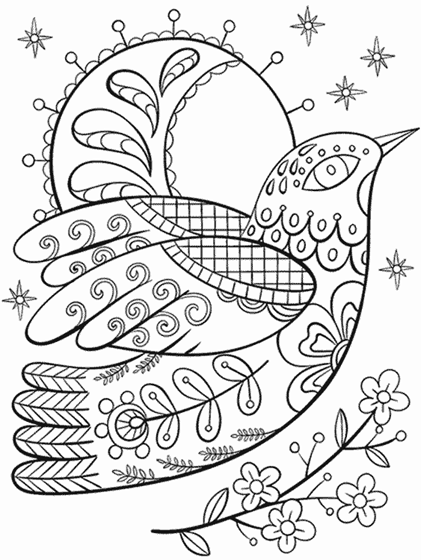 Ornate dove coloring page