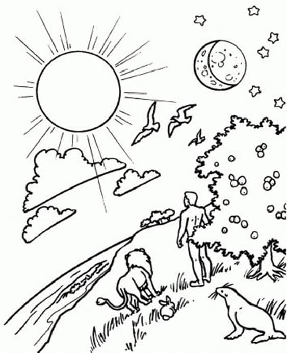 Free easy to print creation coloring pages