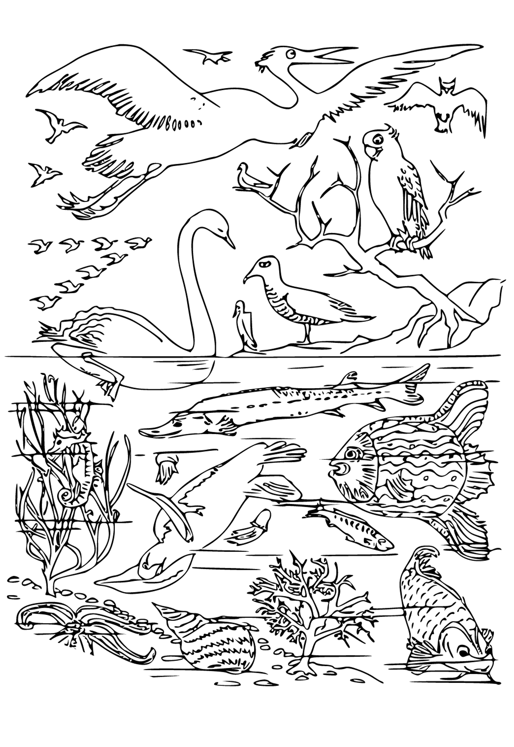 Free printable creation animals coloring page for adults and kids