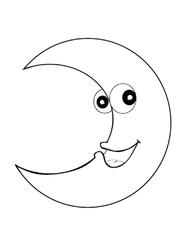 Smiling crescent moon coloring page free printable coloring pages