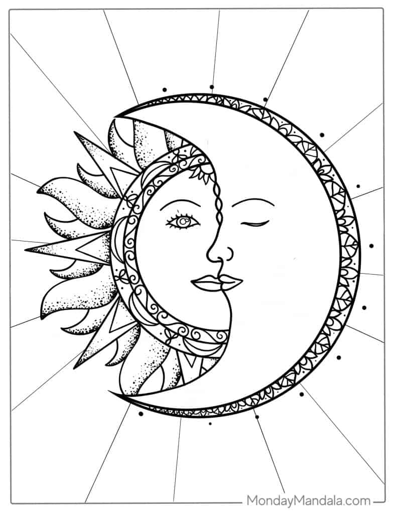 Moon coloring pages free pdf printables