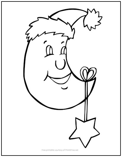 Santa moon coloring page print it free