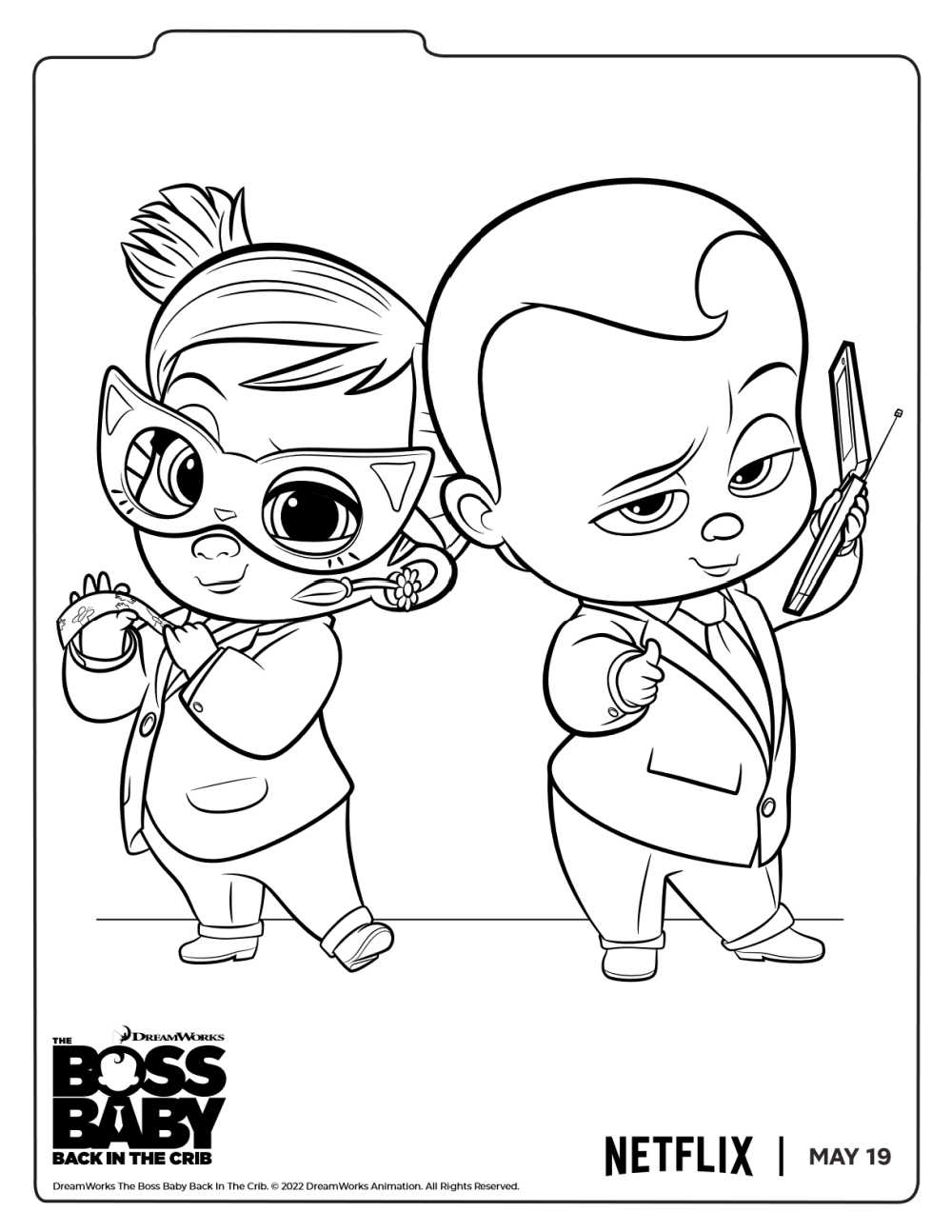Free boss baby theodore tina coloring page
