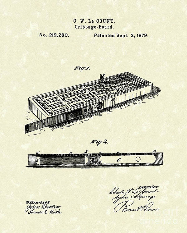 Cribbage board patent art art print by prior art design