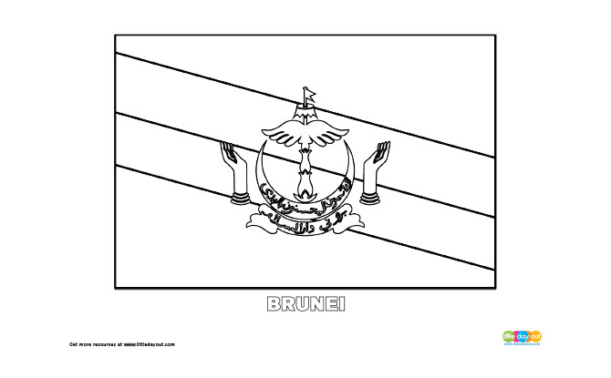 Free brunei flag colouring page