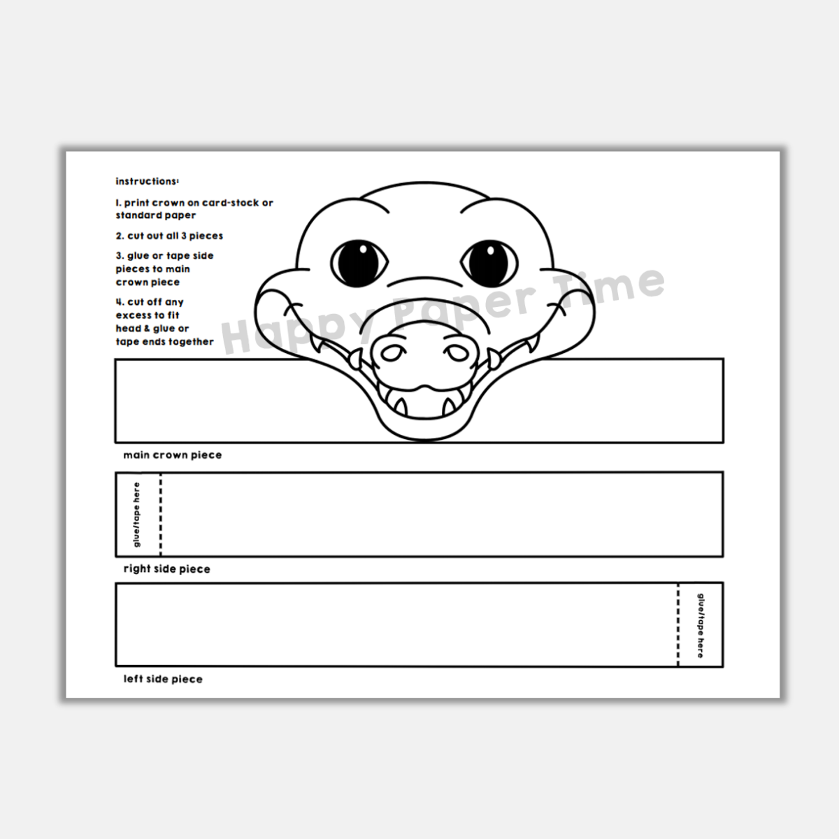 Crocodile paper crown printable australian animal coloring craft made by teachers