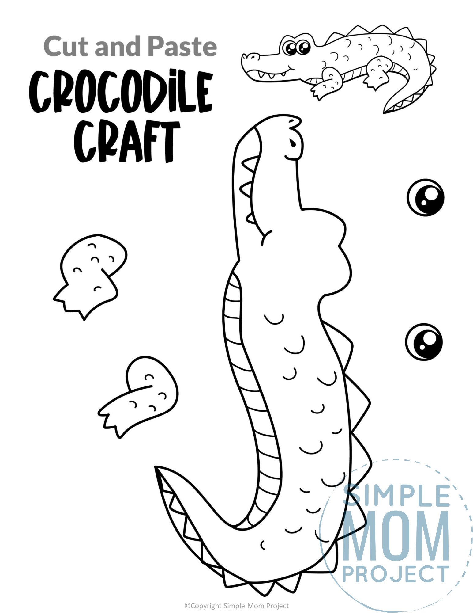 Free printable crocodile craft template â simple mom project