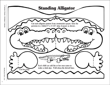 Alligator visor pattern printable arts and crafts skills sheets