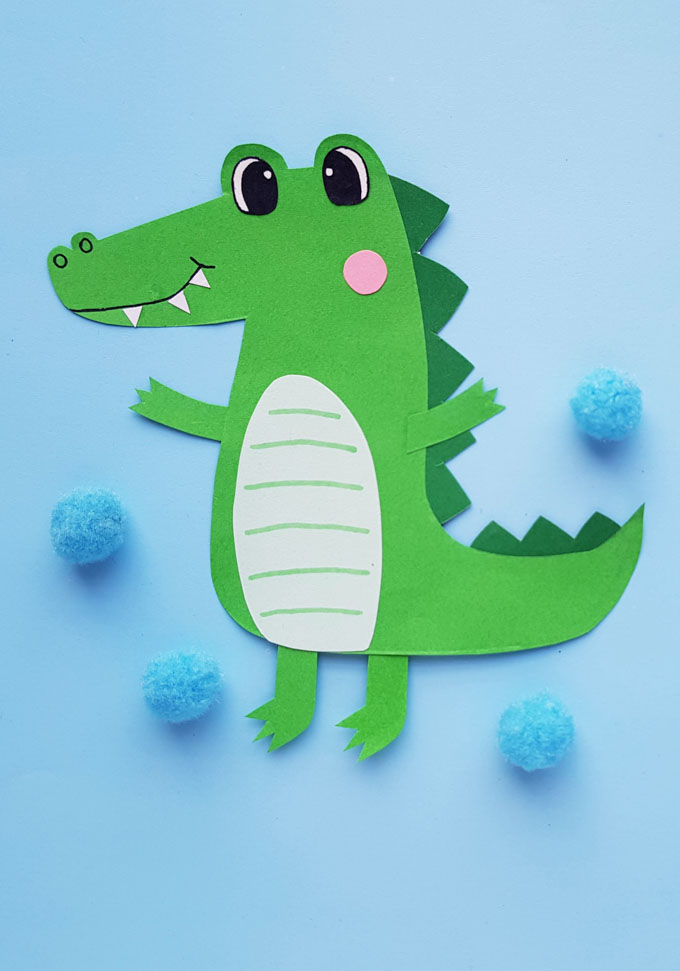 Paper alligator craft for kids free printable template