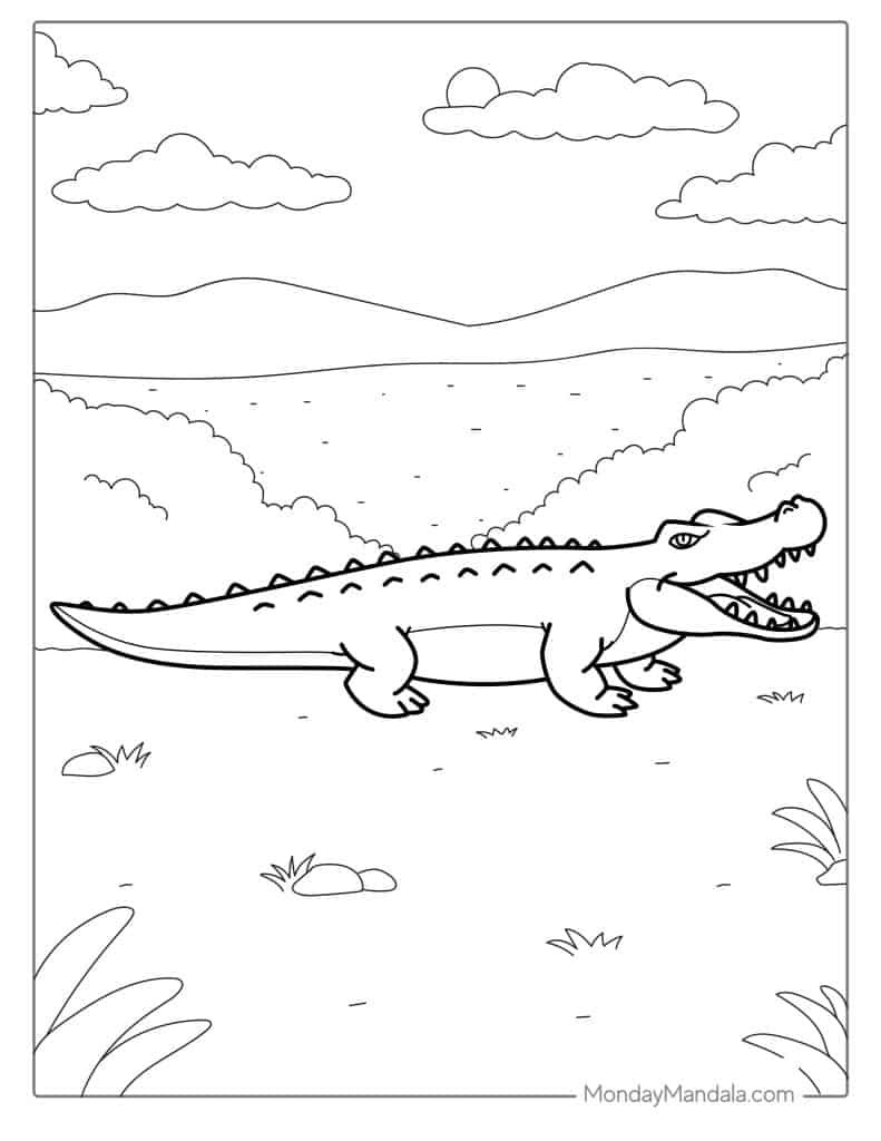 Crocodile coloring pages free pdf printables