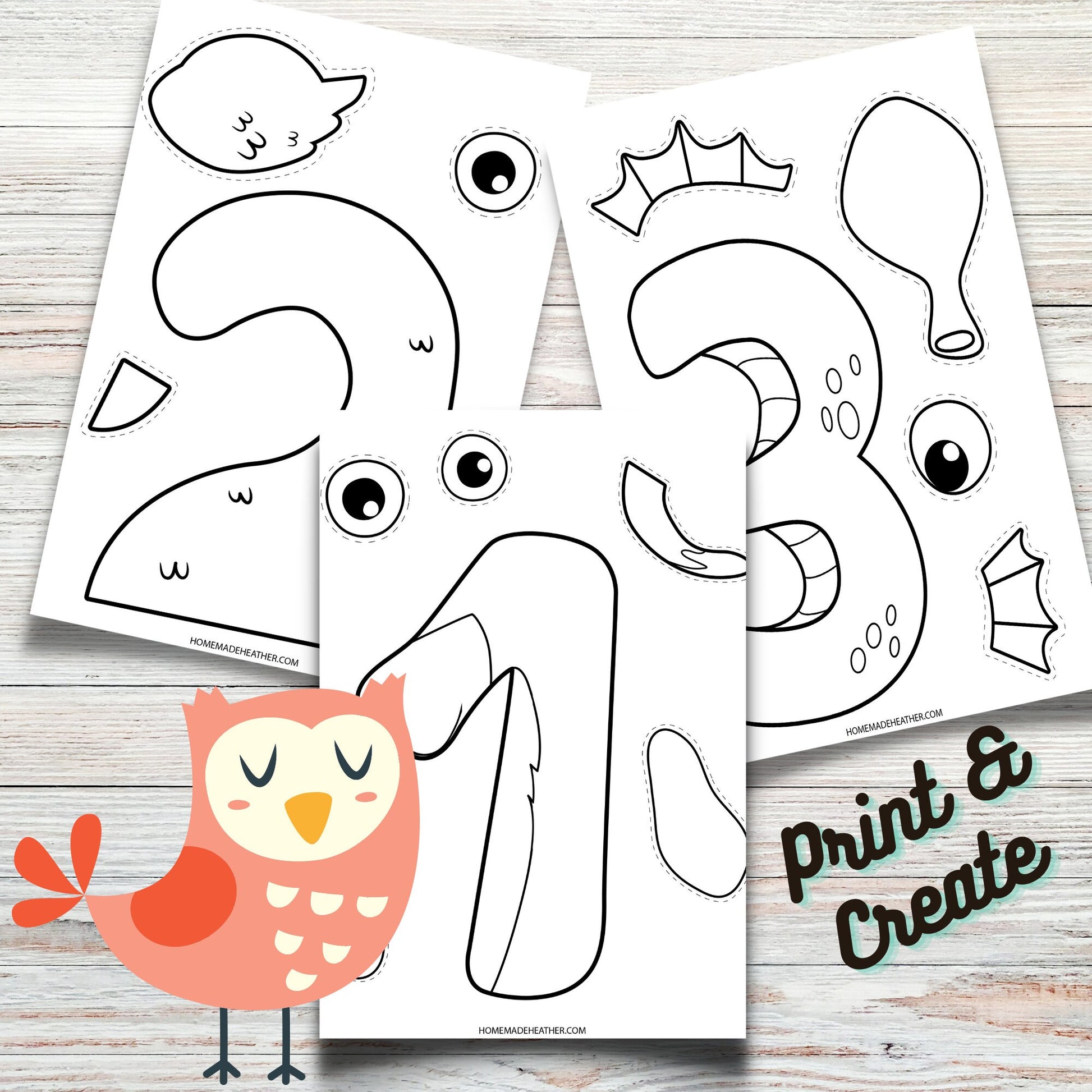 Number printable craft templates