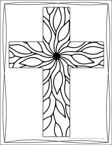 Religious cross coloring pages for kids and adults different designs