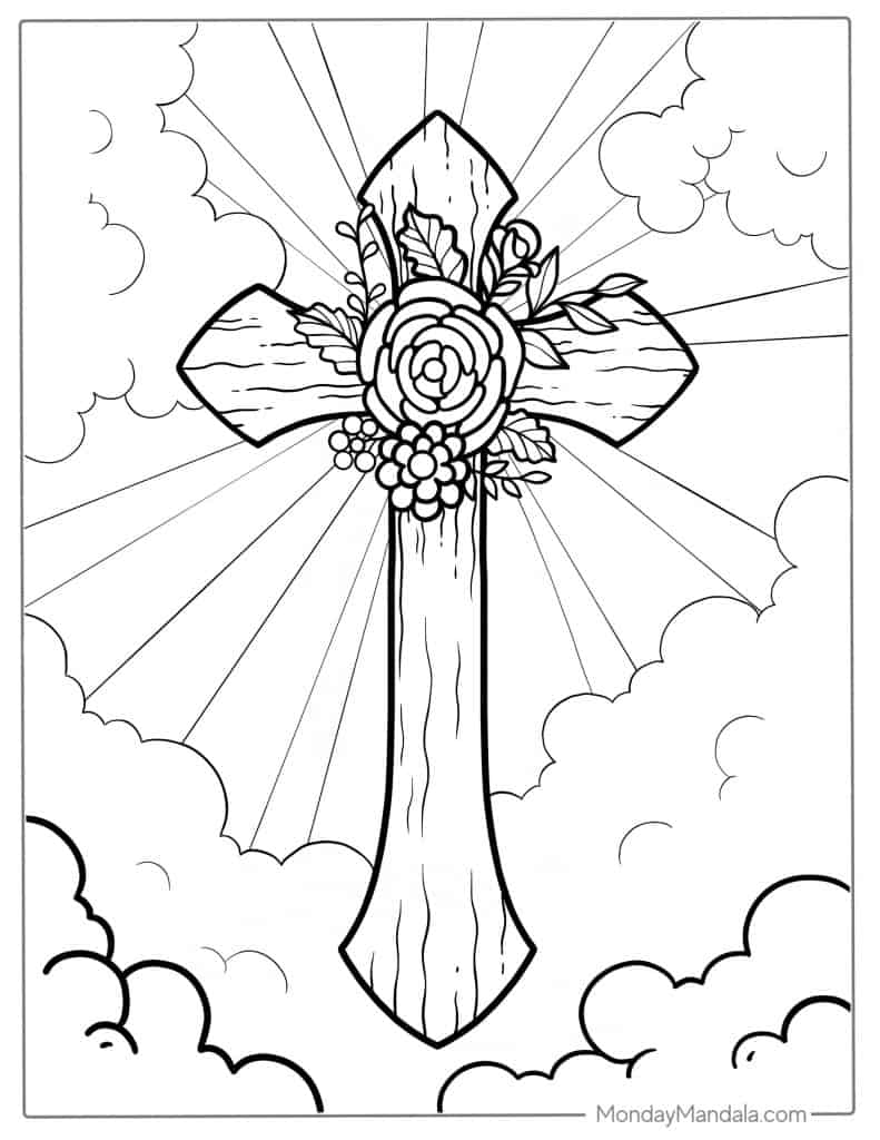 Cross coloring pages free pdf printables