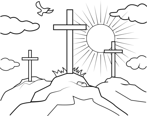 Three crosses coloring page free printable coloring pages