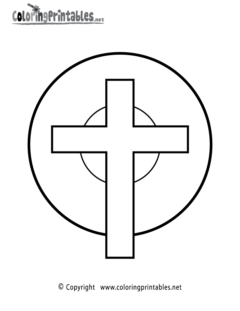 Religious cross coloring page