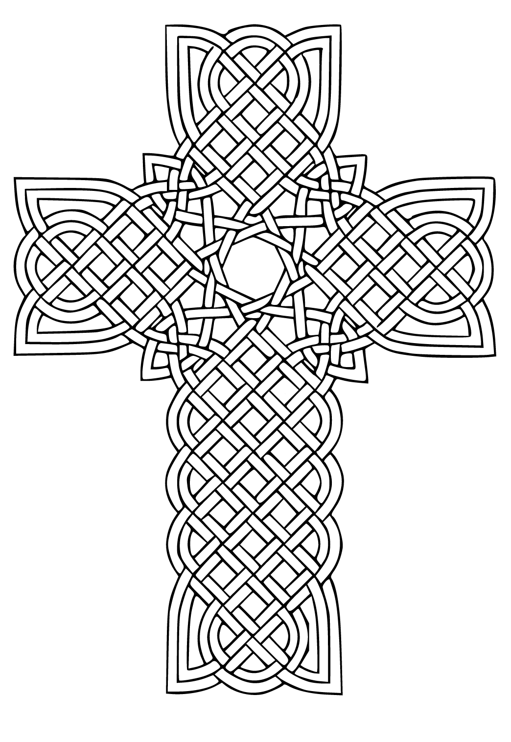 Free printable cross difficult coloring page for adults and kids