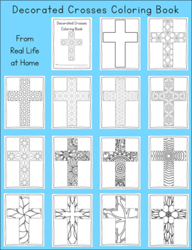 Religious cross coloring pages different designs