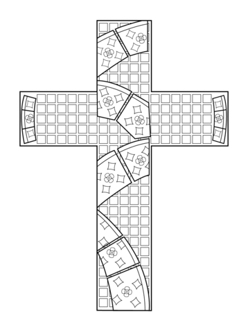 Cross mosaic coloring page free printable coloring pages