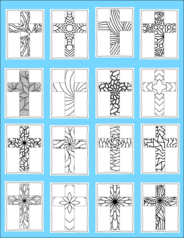 Religious cross coloring book for kids and adults