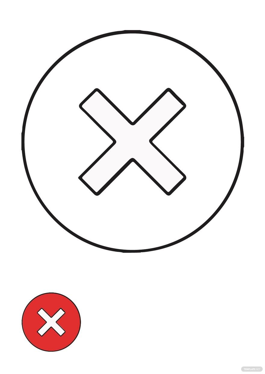 Free red cross check mark coloring page