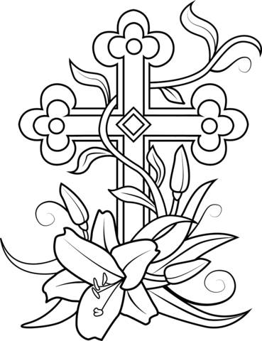 Easter cross coloring page free printable coloring pages
