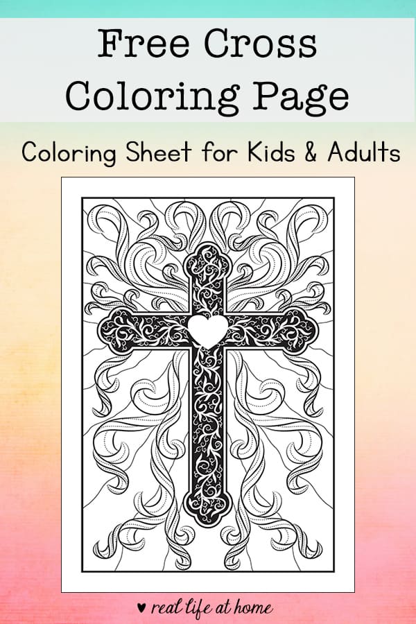 Free religious cross coloring page perfect for easter and all year