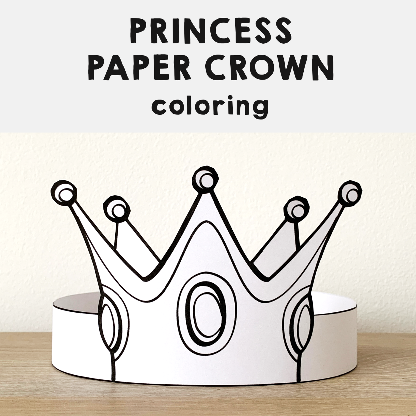 Princess paper crown printable royal coloring craft activity made by teachers