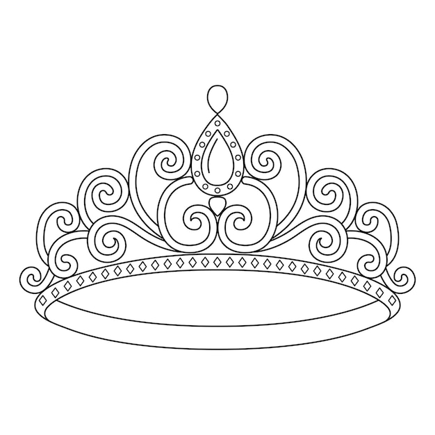 Premium vector princess crown coloring page isolated