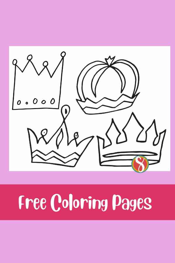 Free crown coloring pages â stevie doodles