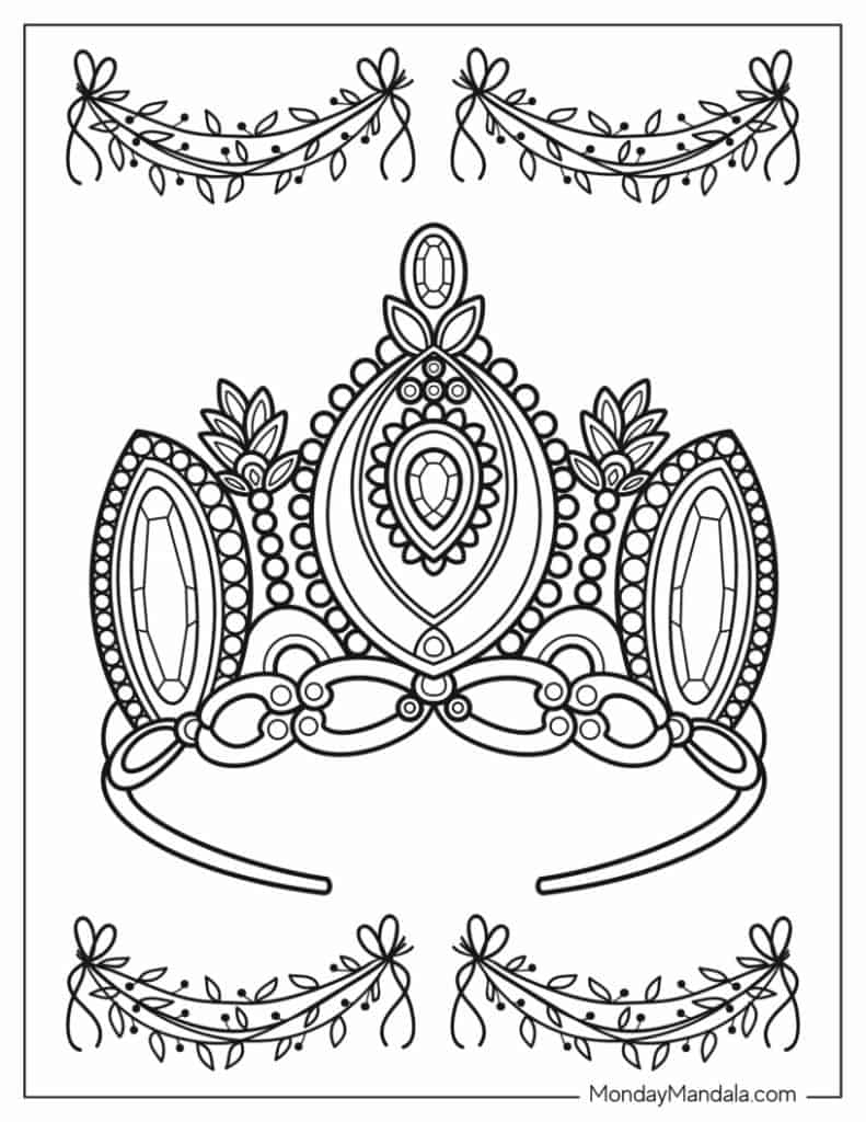 Crown coloring pages free pdf printables