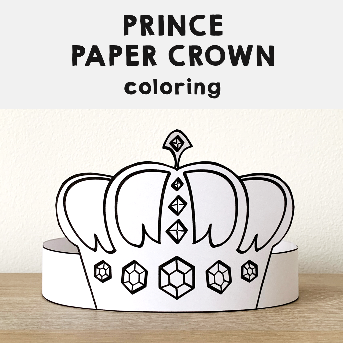 Prince king paper crown printable royal coloring craft activity made by teachers