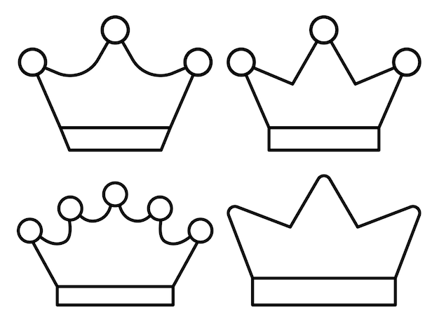 Crown coloring book vectors illustrations for free download