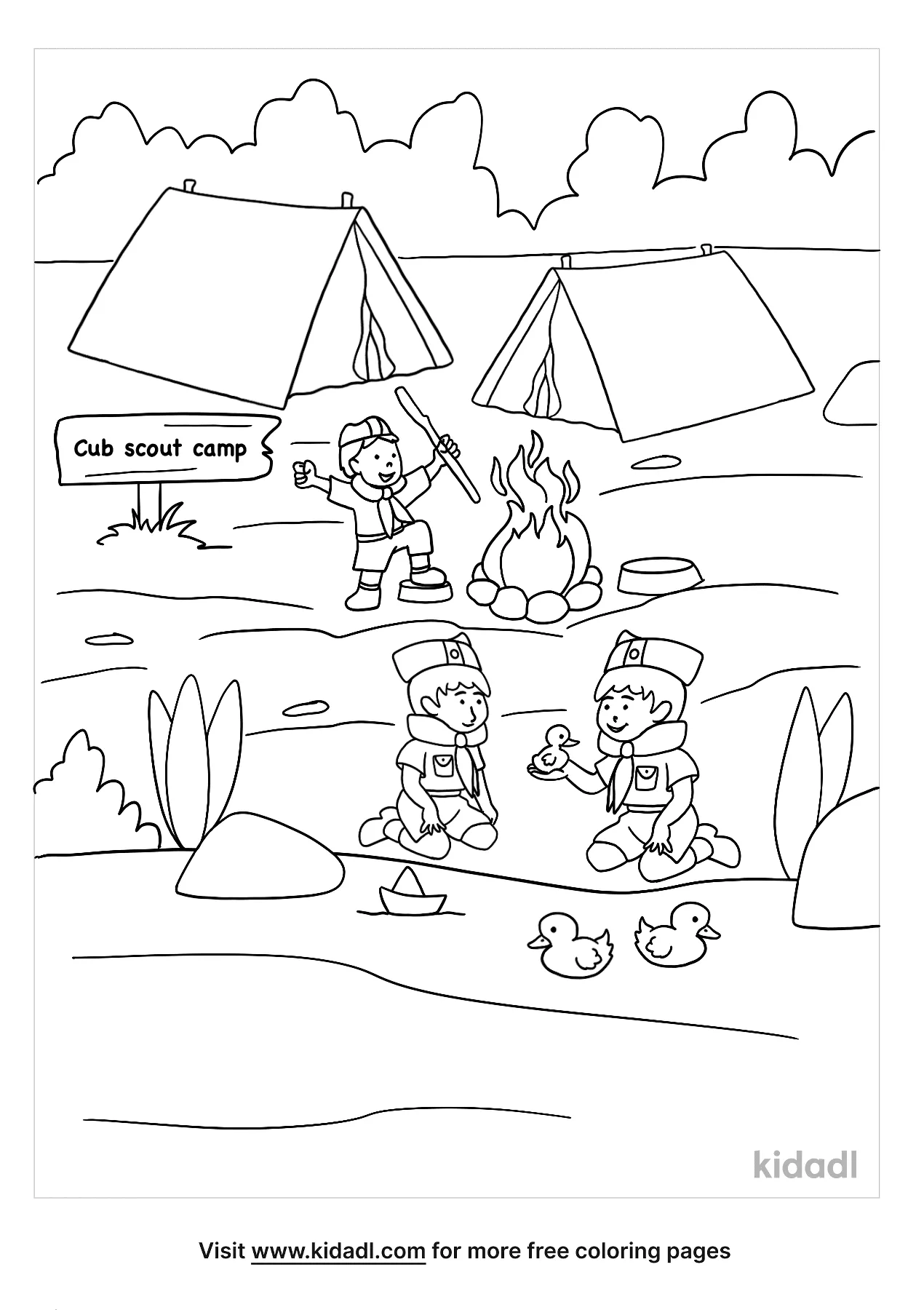 Free cub scout camping coloring page coloring page printables