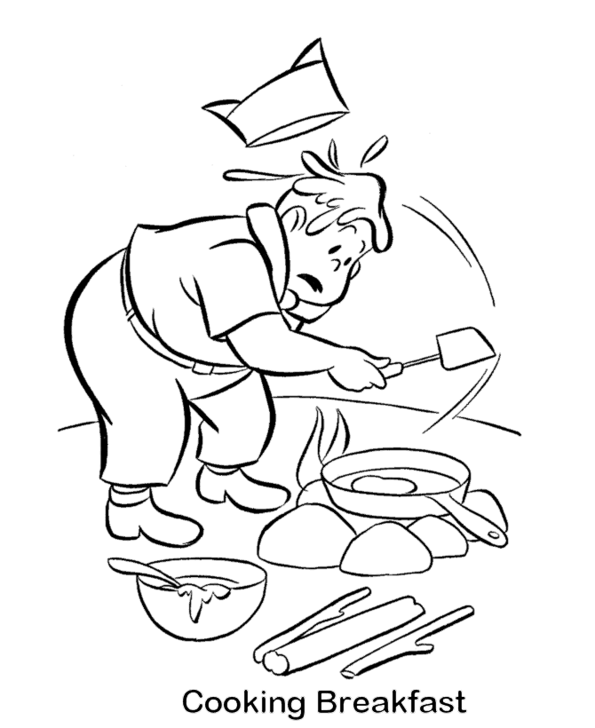 Bluebonkers free printable scout coloring sheets including scout crafts cooking breakfast