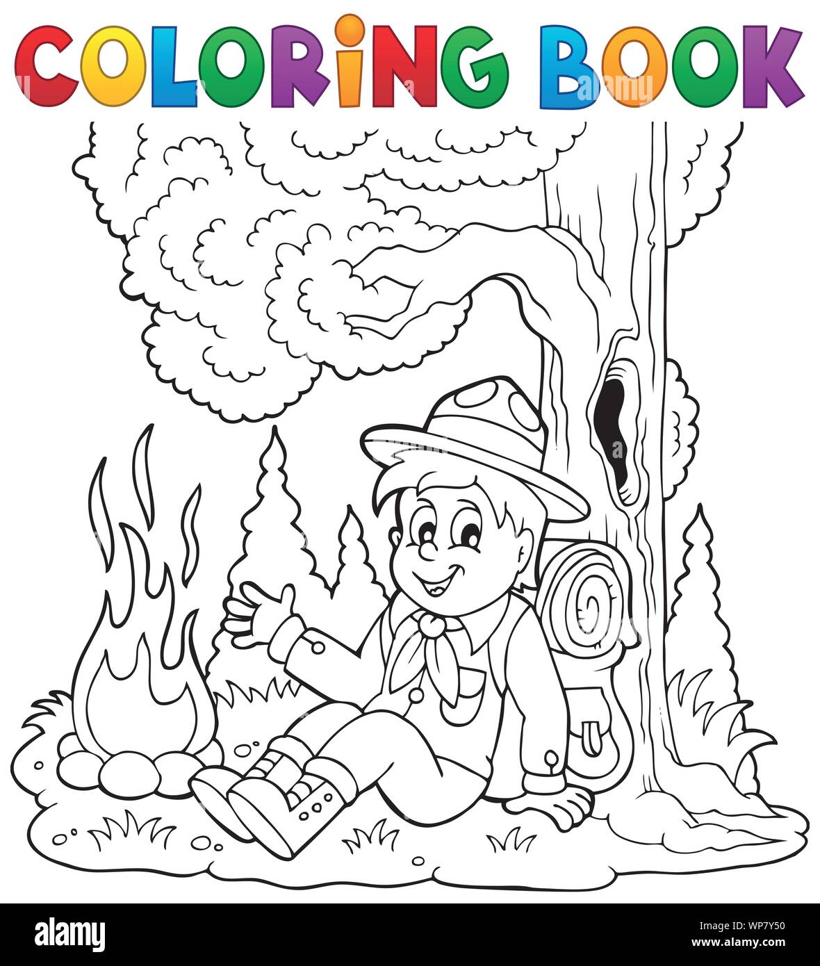 Coloring book scout boy theme stock vector image art