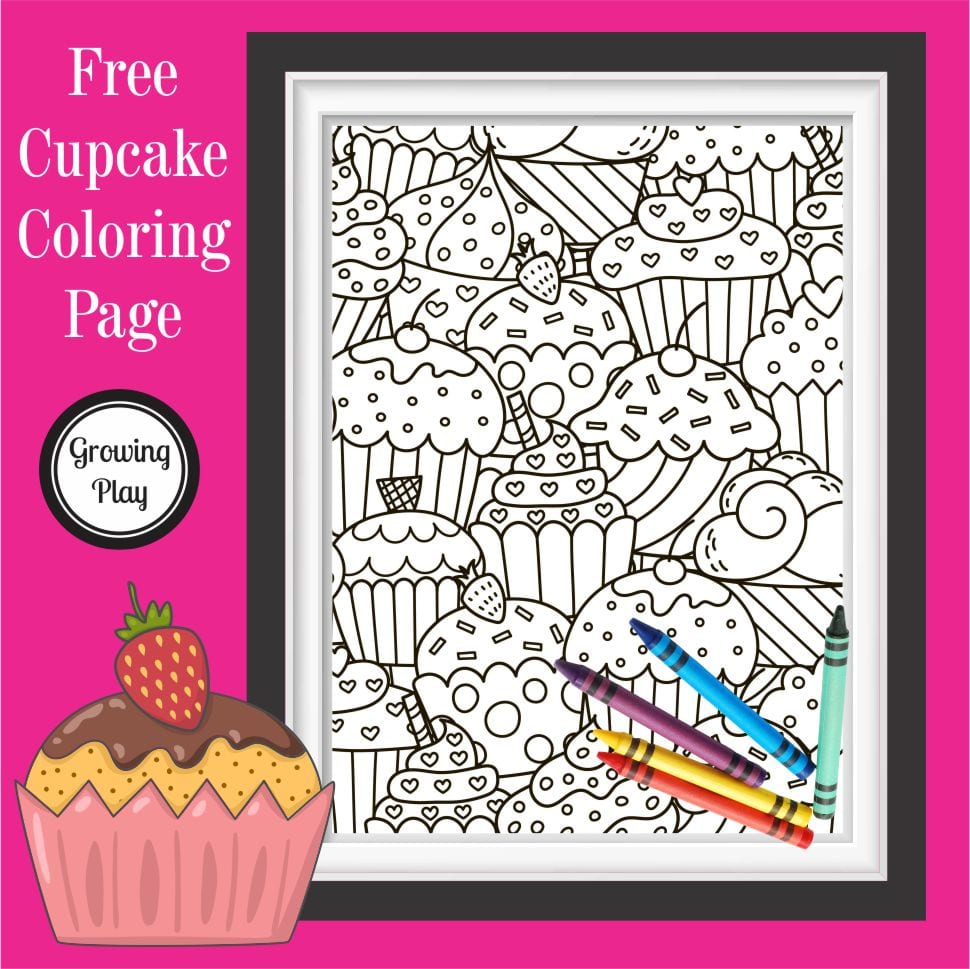 Cute cupcake coloring page pdf