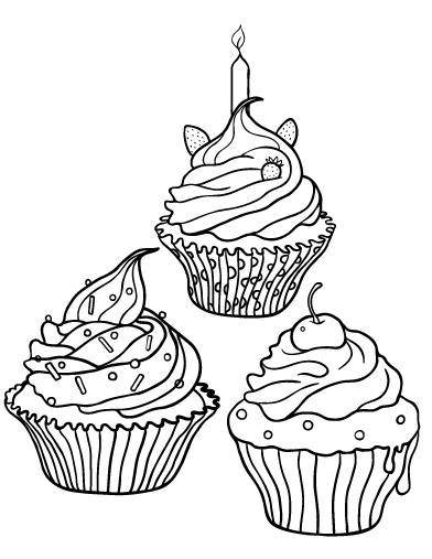 Free cupcake coloring page