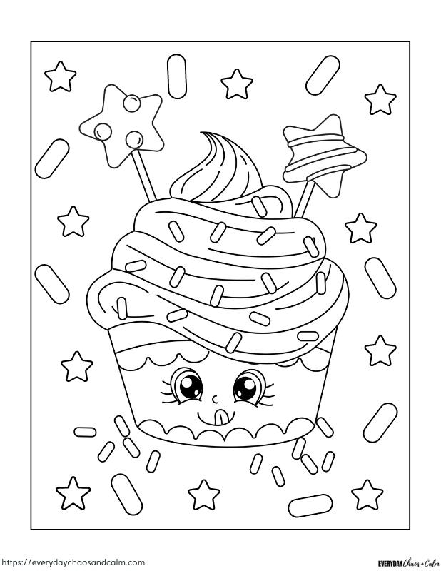 Free printable cupcake coloring pages