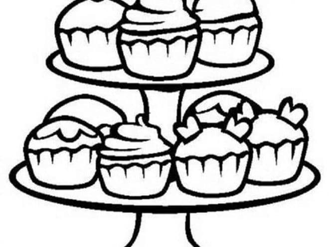 Free easy to print cupcake coloring pages