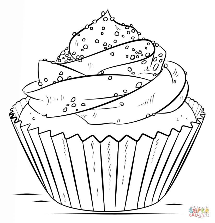 Cupcake coloring page free printable coloring pages