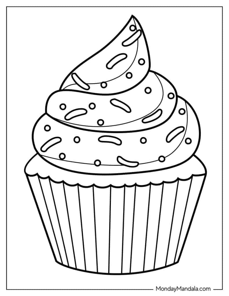 Cupcake coloring pages free pdf printables