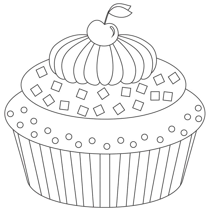 Sweet cupcake coloring page