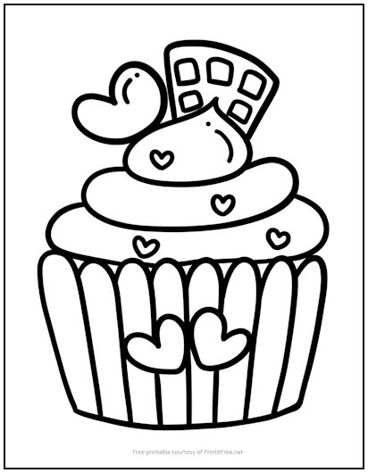 Heart cupcake coloring page print it free