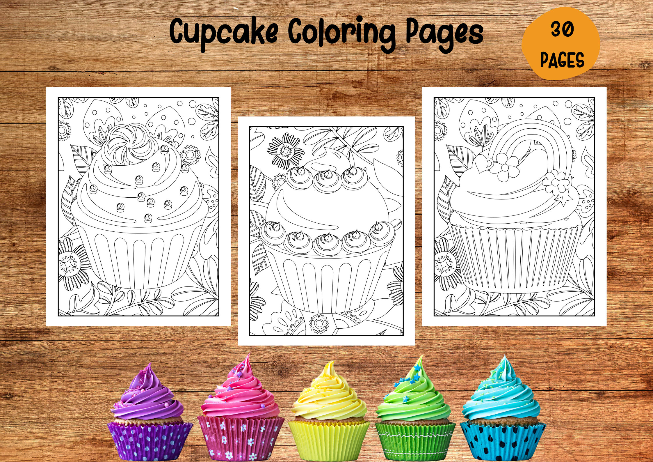 Cupcake coloring pages printable pages super sweet cupcakes coloring book desserts coloring sheets