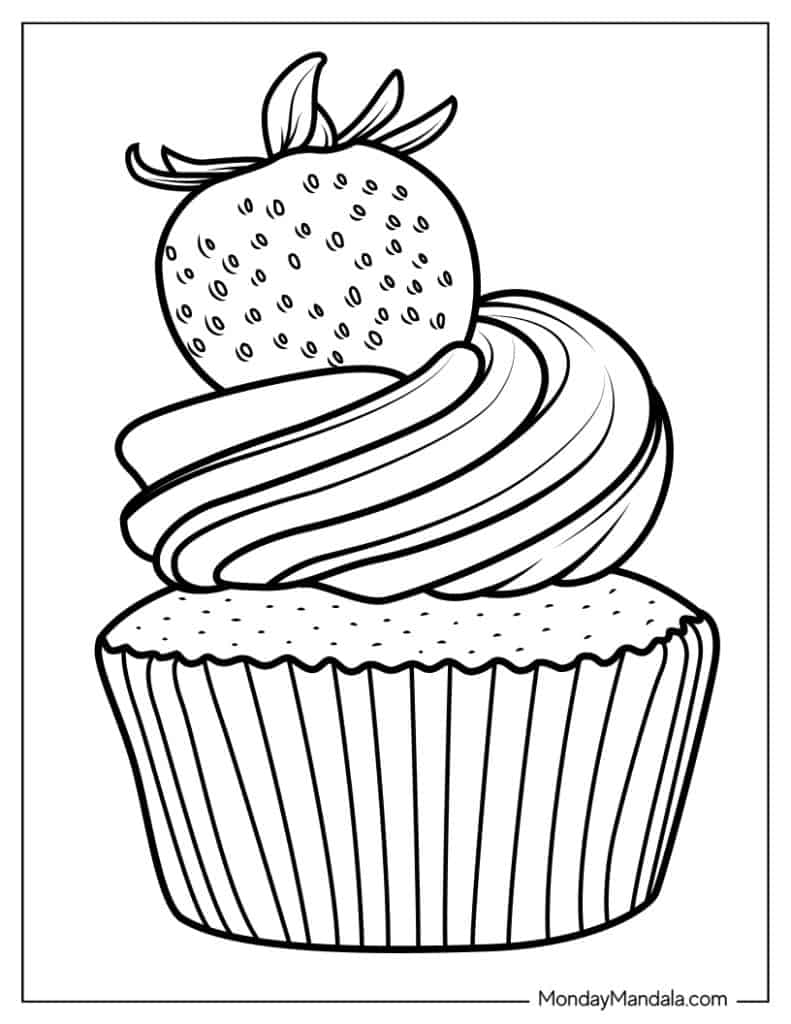 Cupcake coloring pages free pdf printables