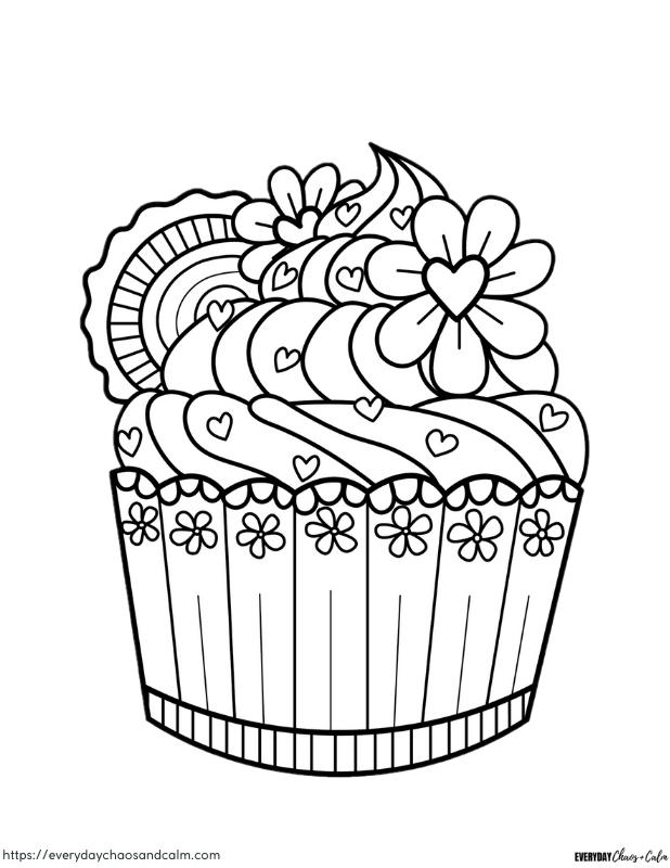 Free printable cupcake coloring pages