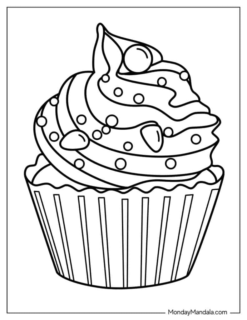 Cupcake coloring pages free pdf printables