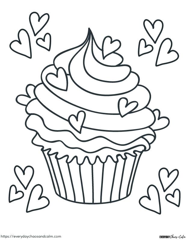 Free printable cupcake coloring pages