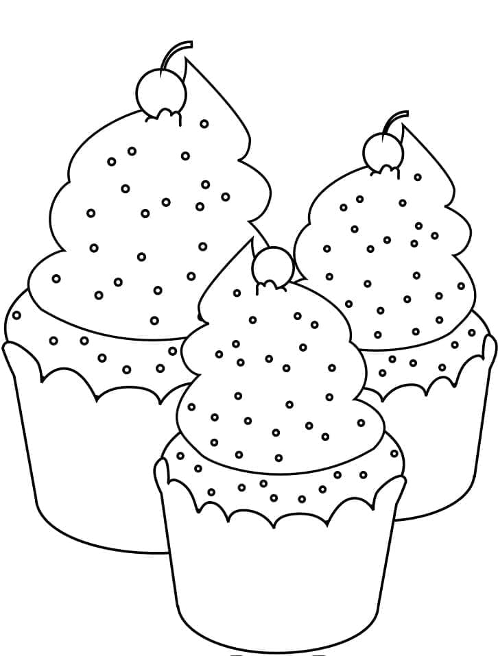 Printable cupcakes coloring page