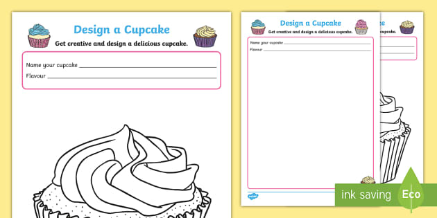 A cupcake design template colouring sheets